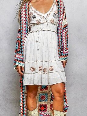 POL Multicolor Crochet Cardigan